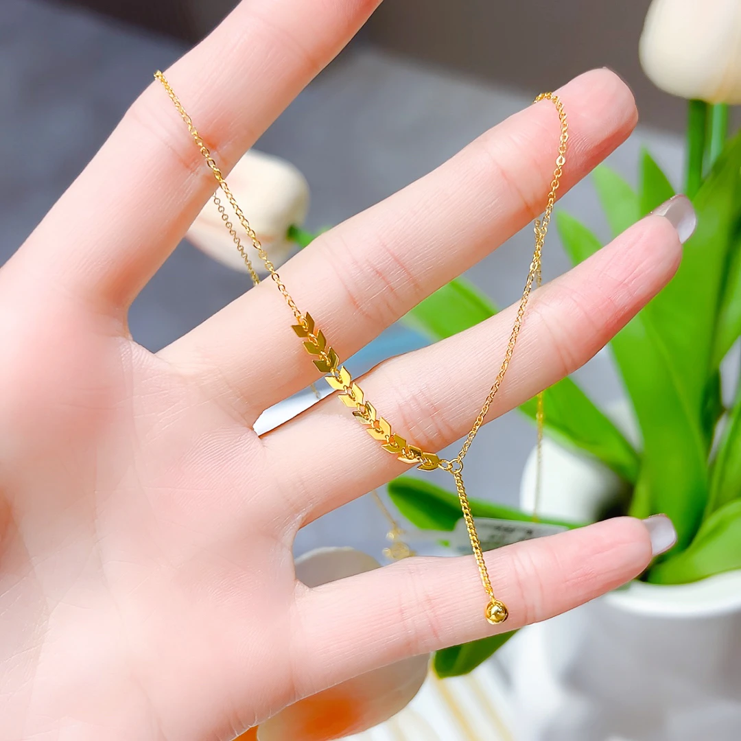 精品5G足金满天星系列侧身麦穗流苏滴溜项链00709