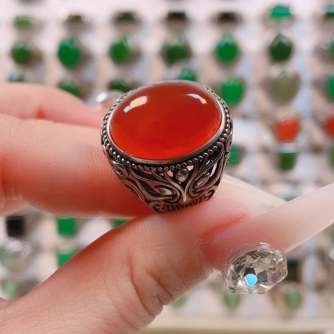 ໑***富玛瑙/玉髓银S925镶嵌戒指