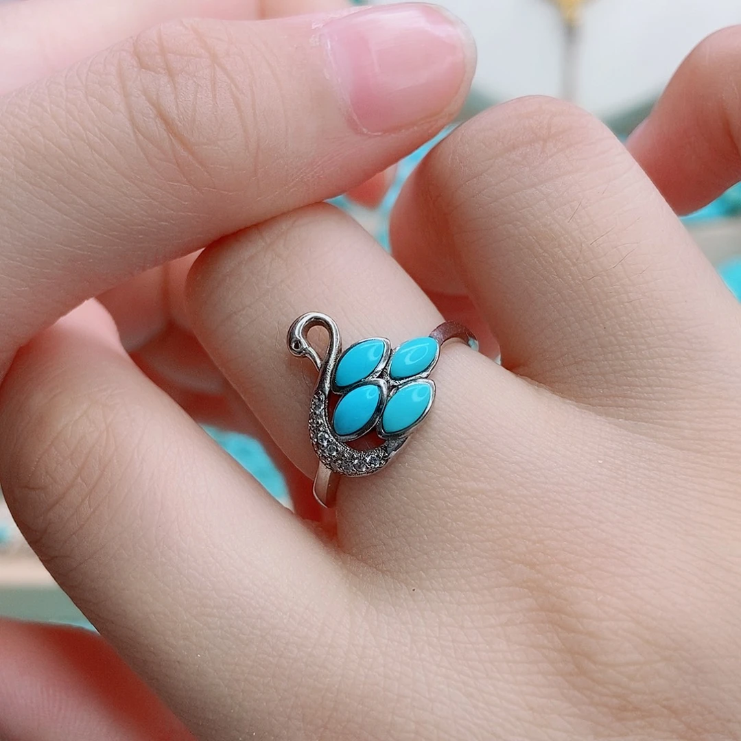 绿松石银S925镶嵌戒指