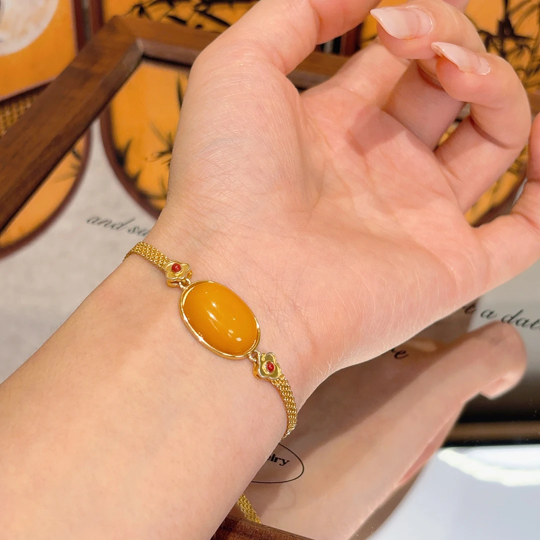 【皇后的轻语】天然蜜蜡手链s925银镶嵌(证书+礼盒）多样性发其一