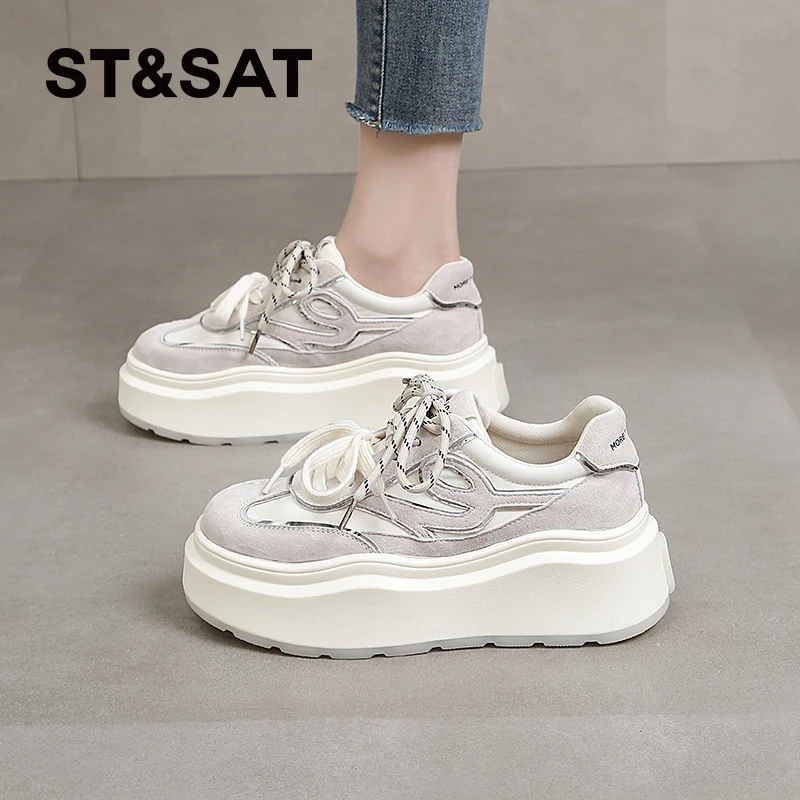 星期六夏季运动鞋女士2025新款增高休闲女鞋时尚小个子潮流运动鞋
