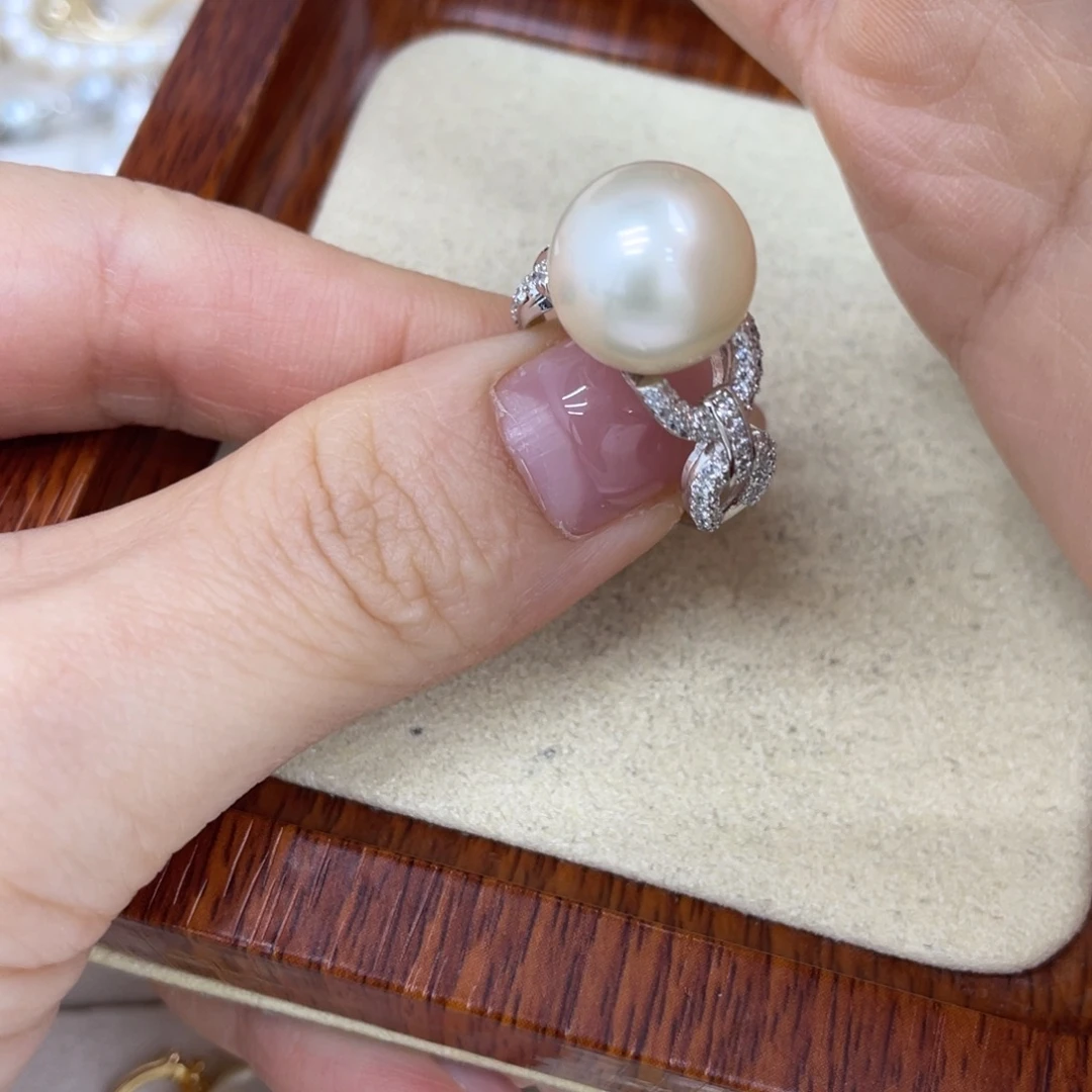 海水珍珠戒指银S925镶嵌