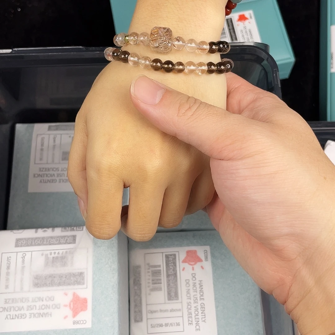 水晶手串银S925镀金镶嵌