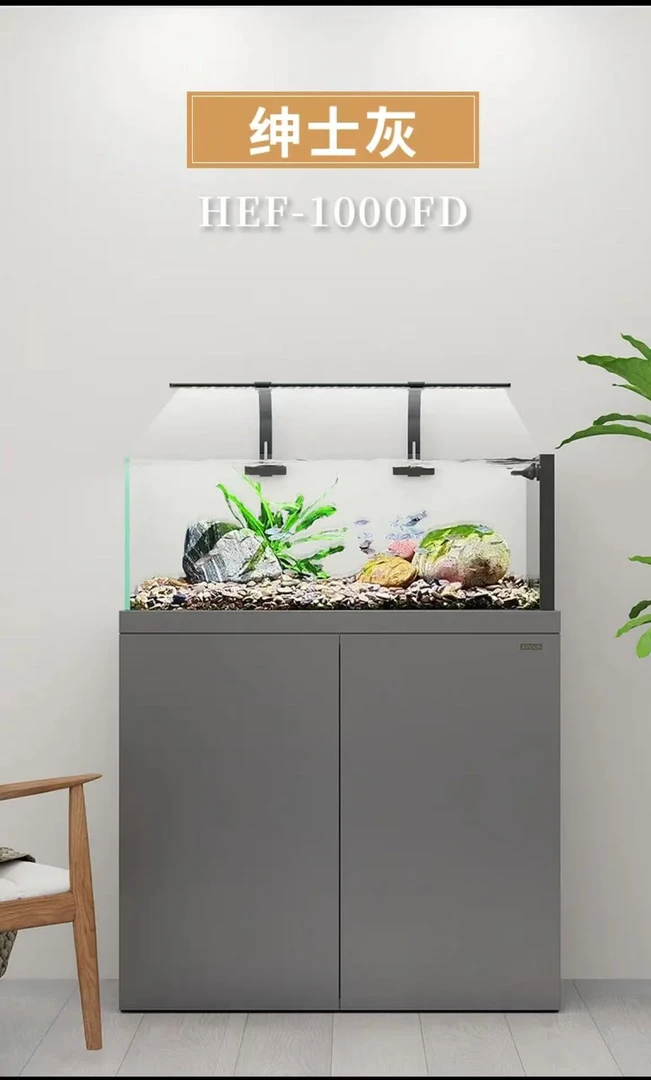 森森最新款极窄溢流溪流缸水切割一体底过滤超白玻璃兰寿缸空气缸