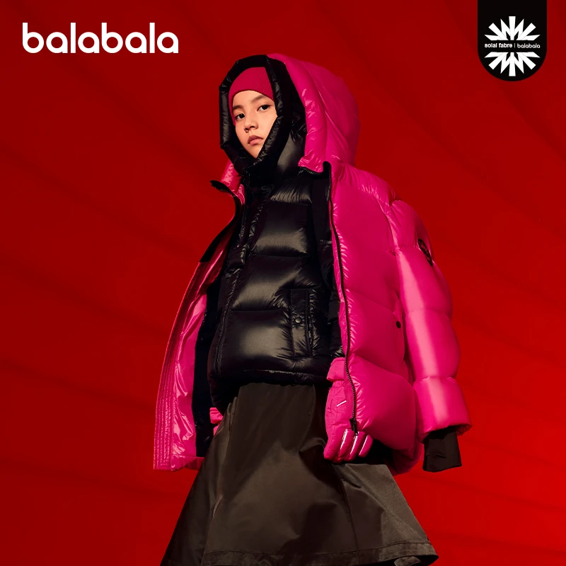 巴拉巴拉儿童黑标鹅绒服短款羽绒服男女亲子装加厚保暖外套