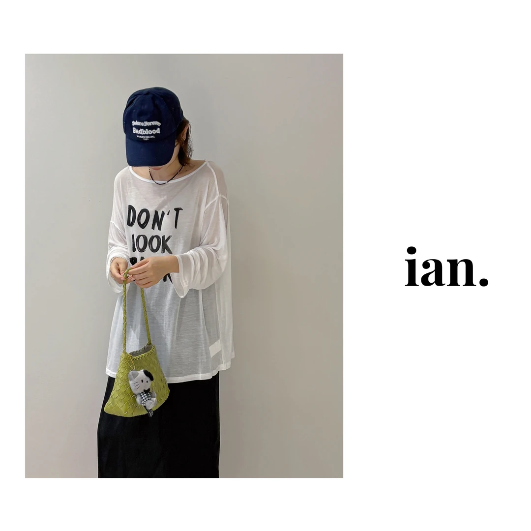 【ian】宽松款字母长袖女士T恤