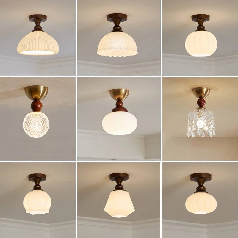 法式复古中古过道灯走廊阳台灯衣帽间入户玄关led简约吸顶灯