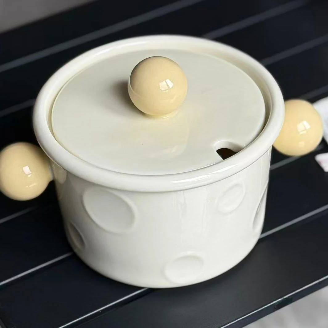 w79 不可明火 ins风陶瓷双耳罐简约猪油罐 微瑕 凑满20发货