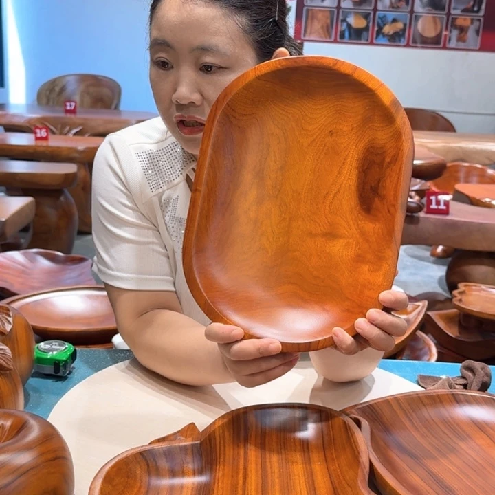 香樟实木椭圆果盘