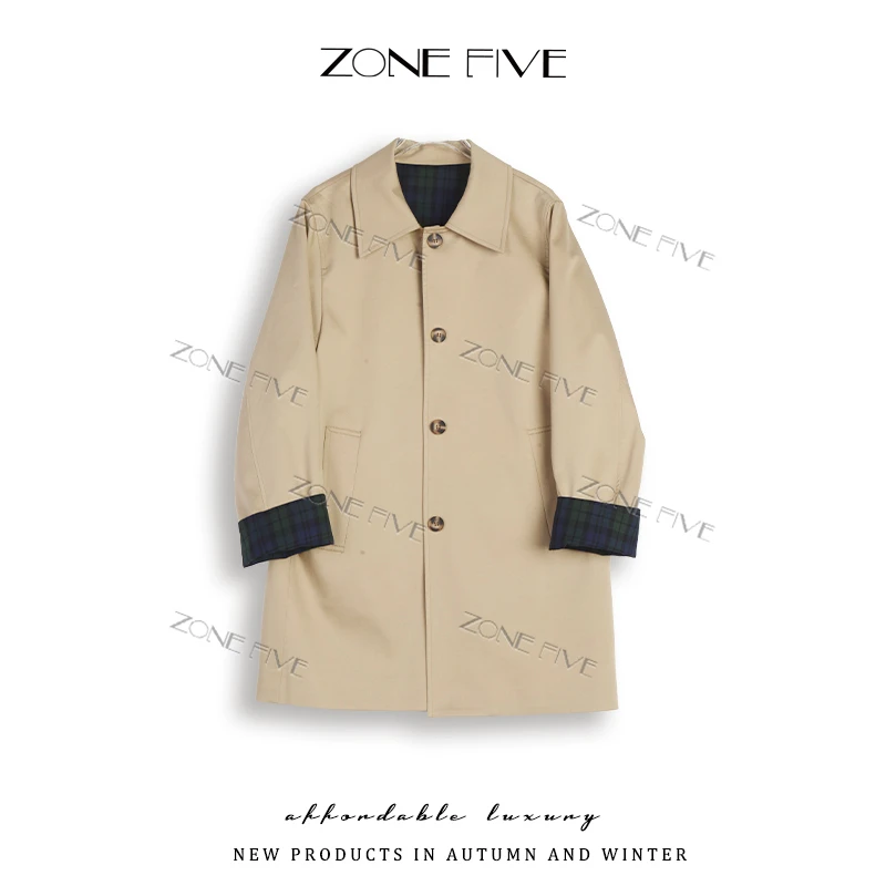 【zonefive】2025年撞色秋季休闲风衣外套大衣宽松百搭上衣