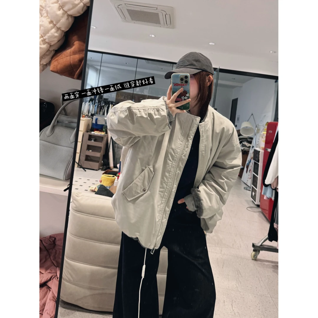 晶咕【双面骑士!】酷飒立领两面可穿百搭夹克外套