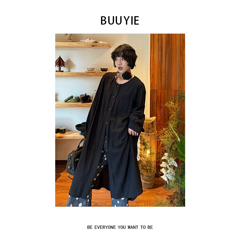 BUUYIE 25SS【幽夜绮霞】极简风设计款高级百搭黑色外套 2507100