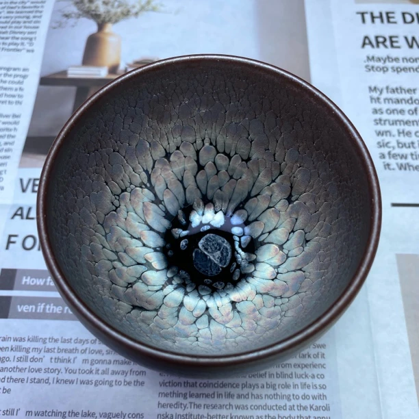 浮雕紫金油滴鸡腿杯器型建窑建盏天目盏陶瓷主人杯茶杯纯手工茶盏