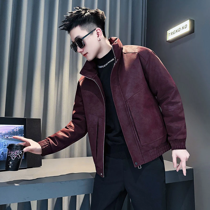 潮牌立领皮棉衣外套男款冬季2025新款爆款高级感男生冬天棉服外套