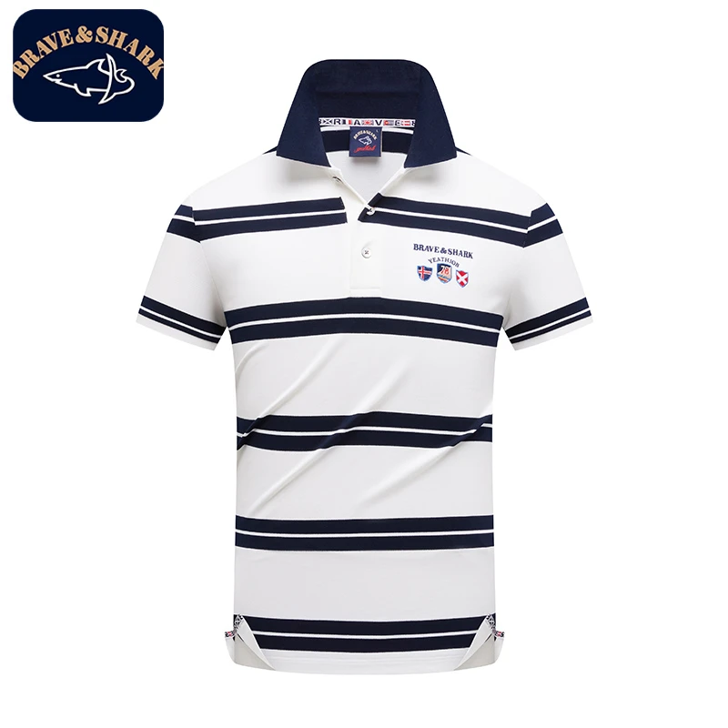 勇士鲨鱼短袖POLO衫A392男子男士运动时尚休闲夏季条纹翻领舒适