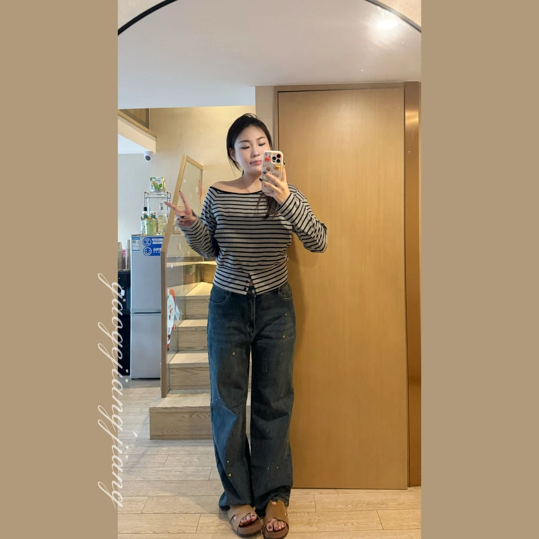 阿月大码宽松牛仔裤女装2025新款弹力加长200斤欧美风潮流阔腿裤