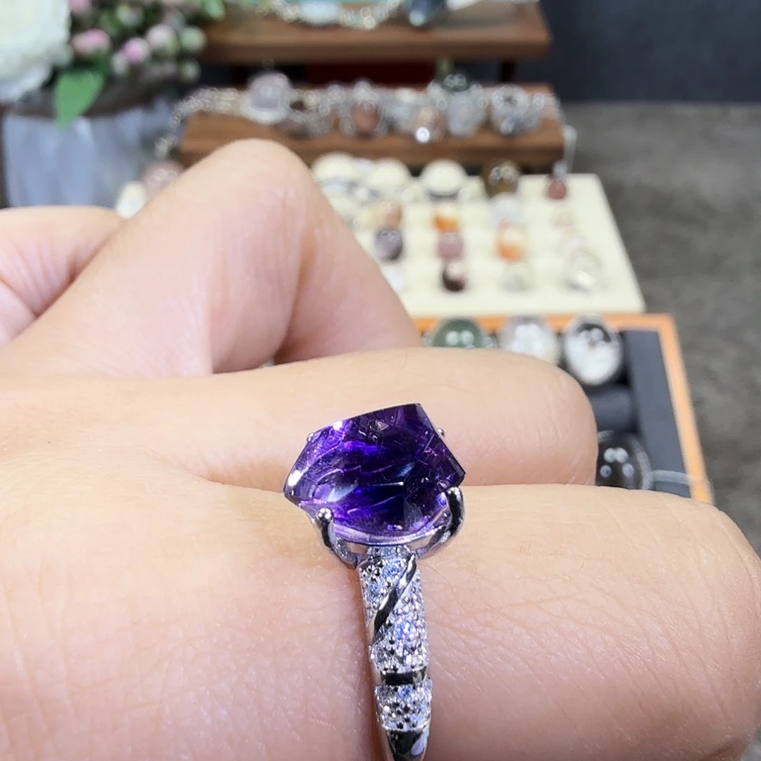 戒指银S925镶嵌水晶