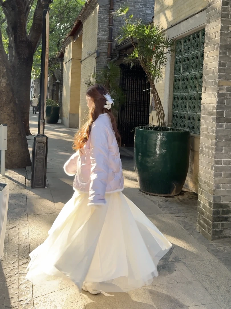 甜小宅 【浮光锦鲤】白色网纱仙女半身裙女松紧腰显瘦中长款半裙