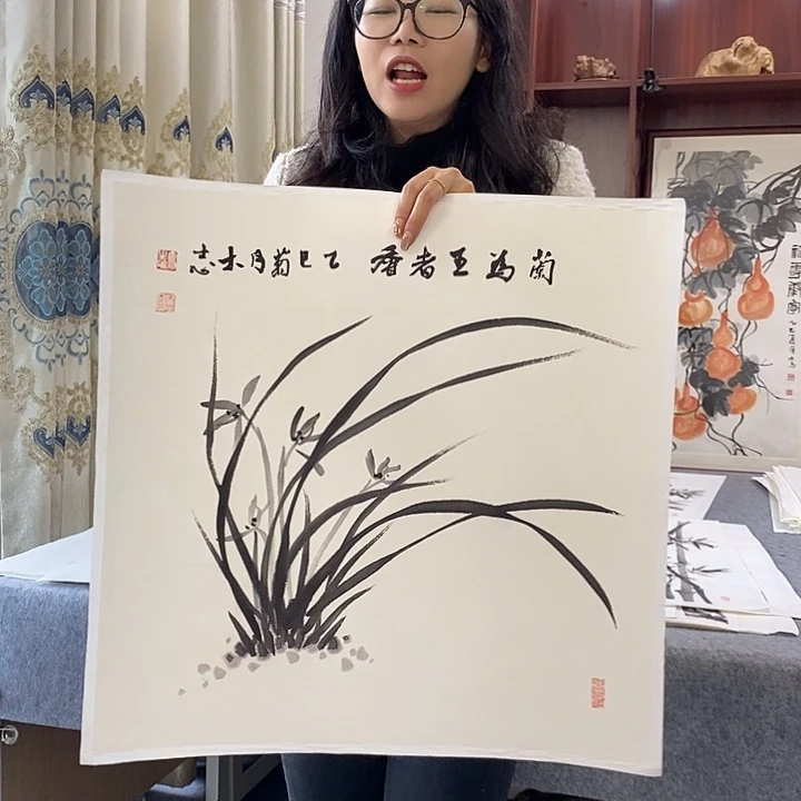 国画纯手绘国画写意作品50*50