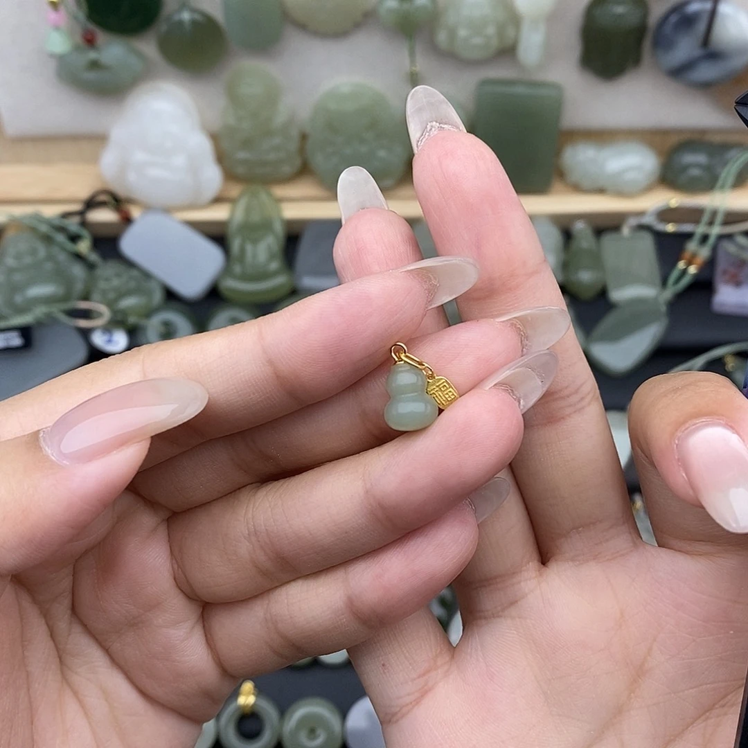 和田玉银S925镶嵌吊坠(不含链)