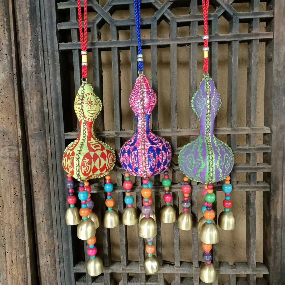 手工制作彩皮葫芦5颗风铃壁饰家居个性工艺品壁挂