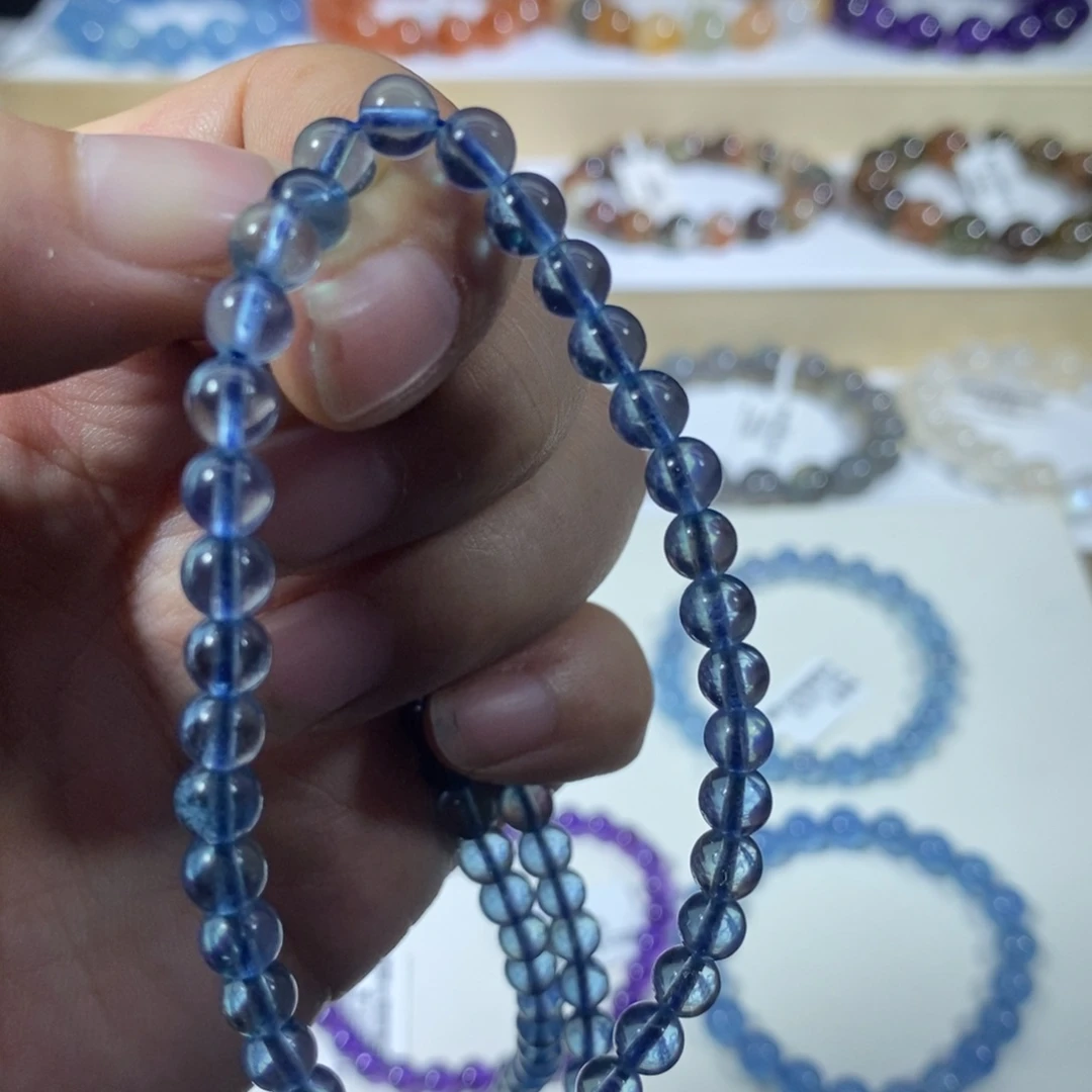 水晶手链未镶嵌元***?海蓝宝5.5mm单圈