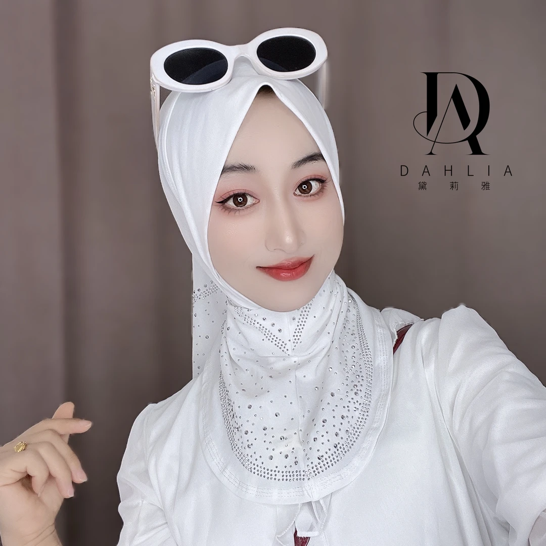 韩菲尔［皎纱钻冕］高品质定制款夏季网纱烫钻套头巾