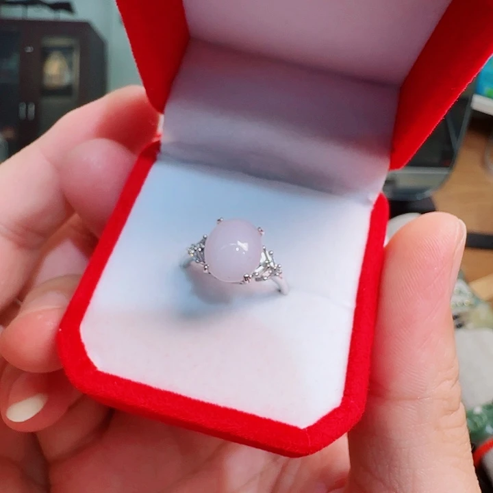 翡翠戒指银S925镀金镶嵌