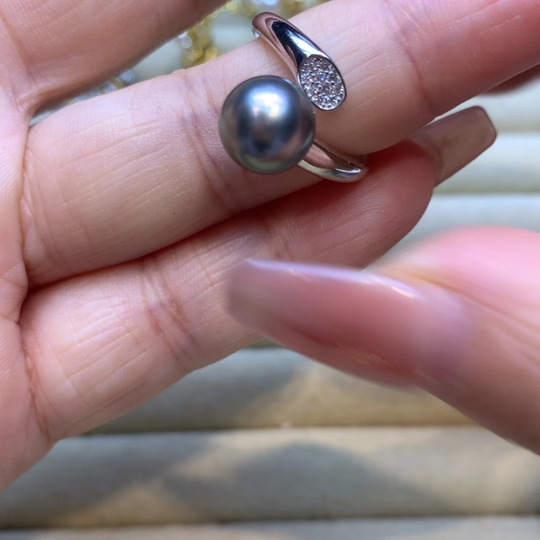 银S925镶嵌戒指海水珍珠