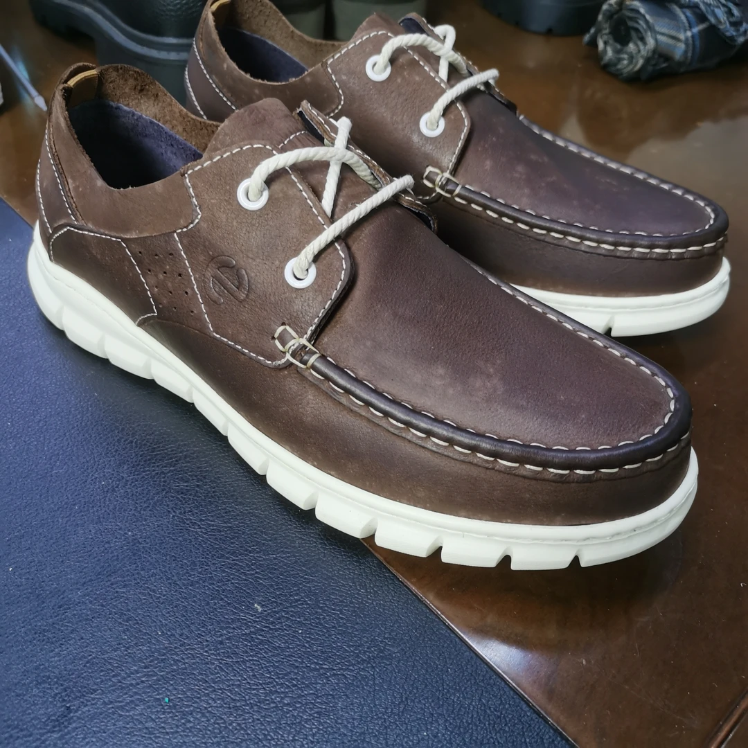 系带真皮纯色户外休闲鞋舒适单鞋男士工装鞋休闲挑毛病的不建议拍