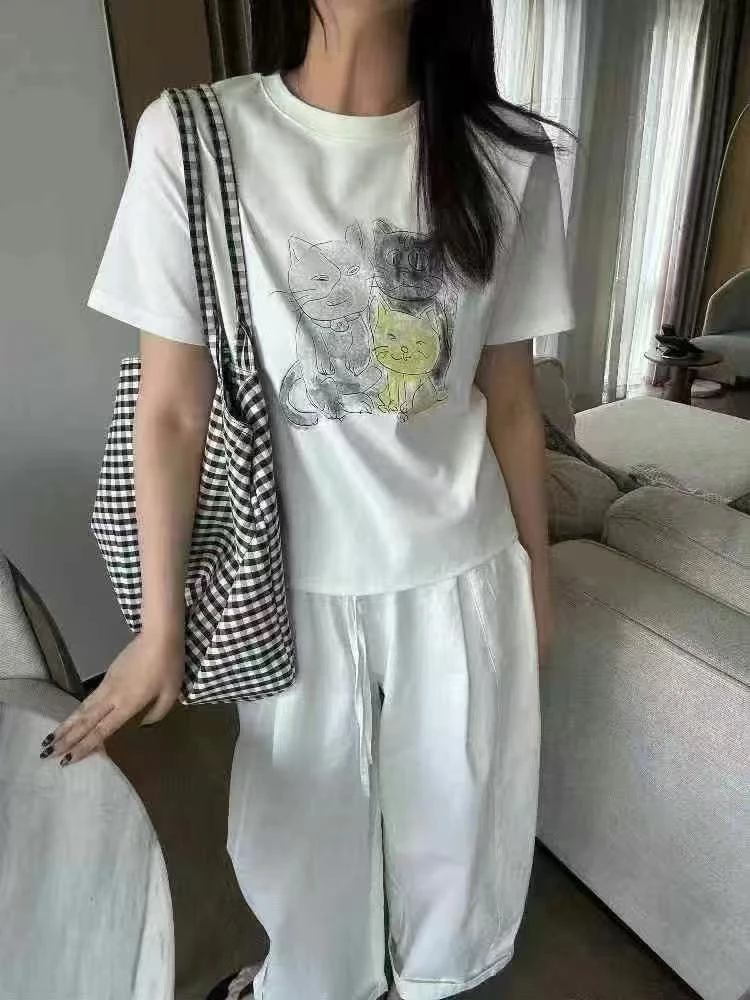6589【PINGJIE】2025高货时尚宽松休闲潮流舒适百搭洋气短袖