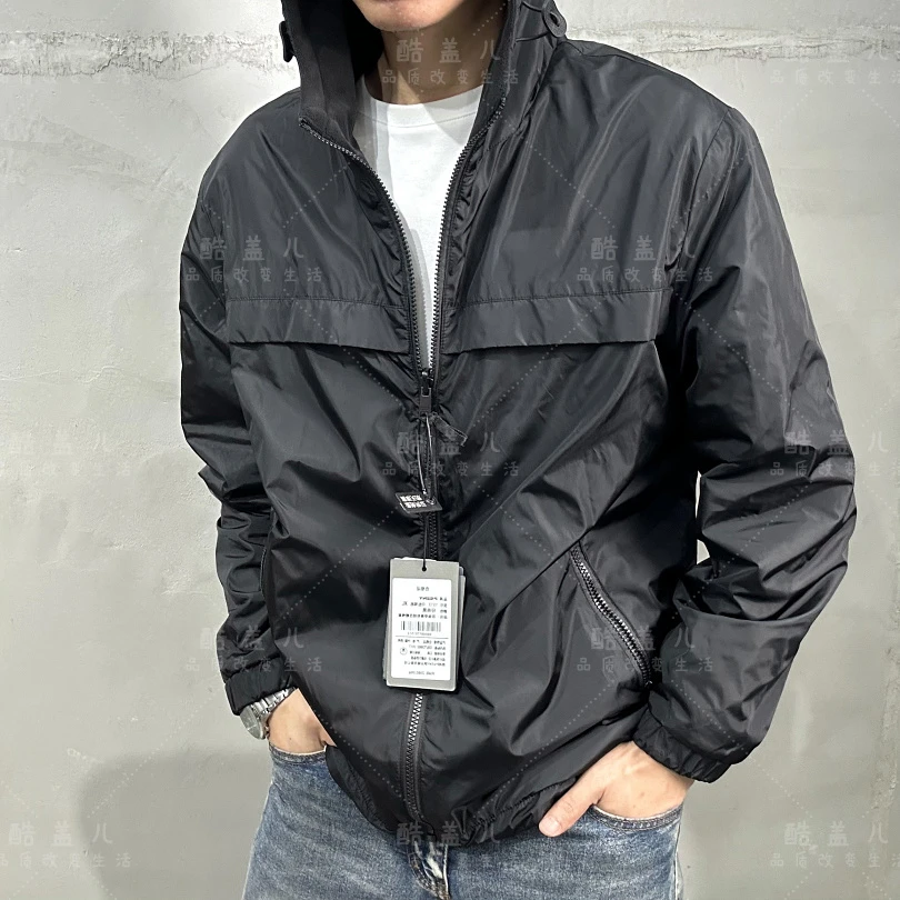 意式高奢双两面穿秋冬男女情侣金属尼龙奥粒绒保暖百搭连帽外套