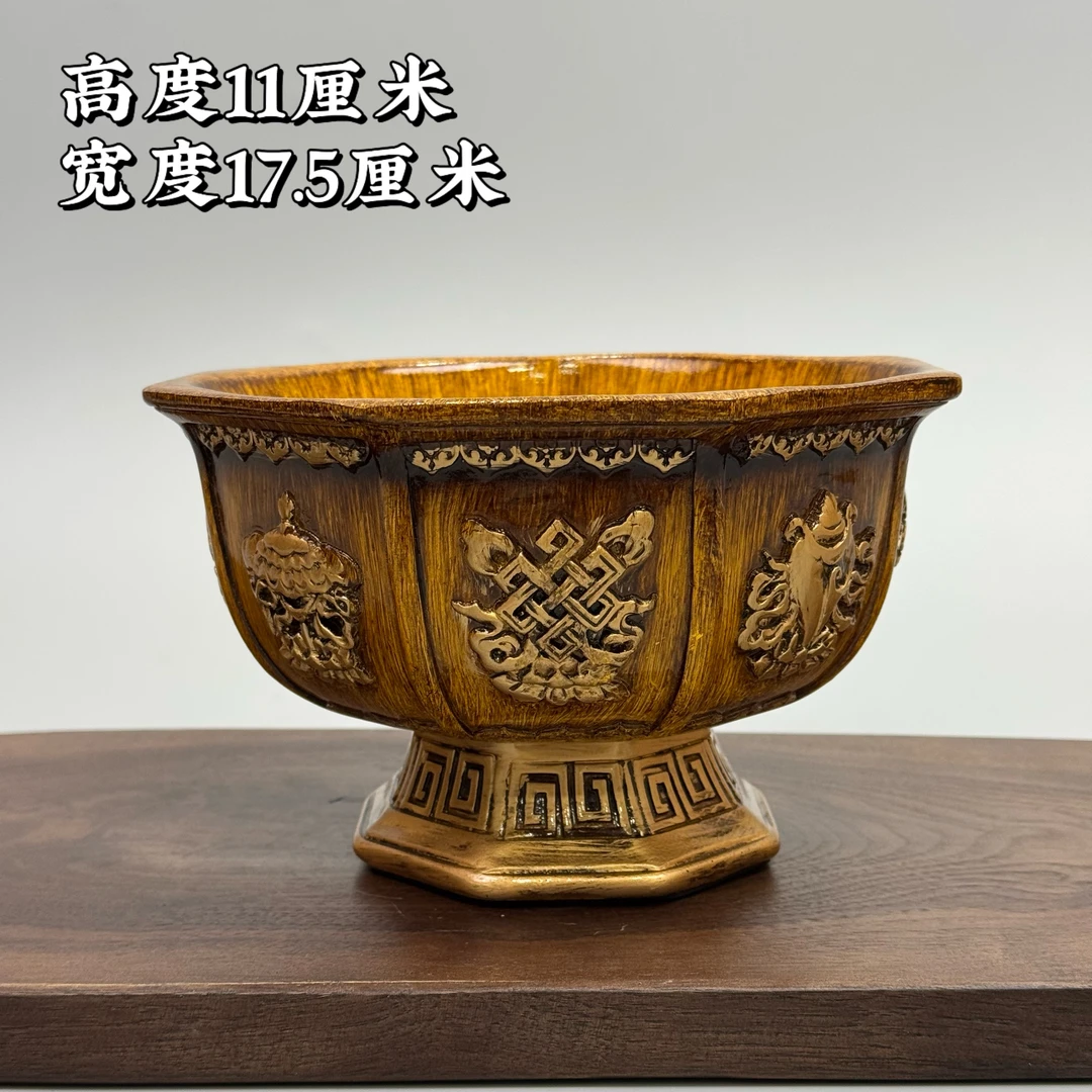 【新款吉祥八宝小号果盘】塑料材质家用复古民族风小果盘