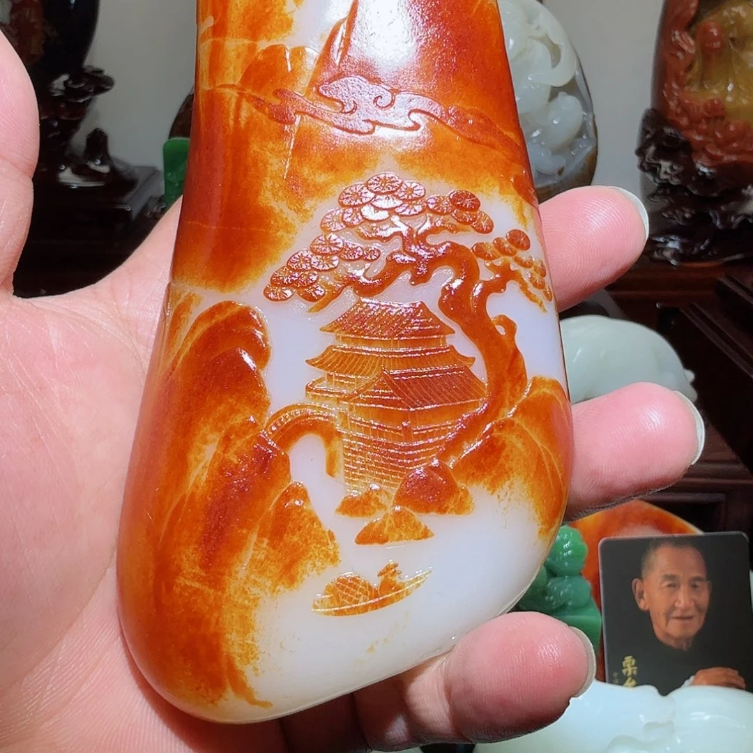 芜***祖未镶嵌和田玉挂件