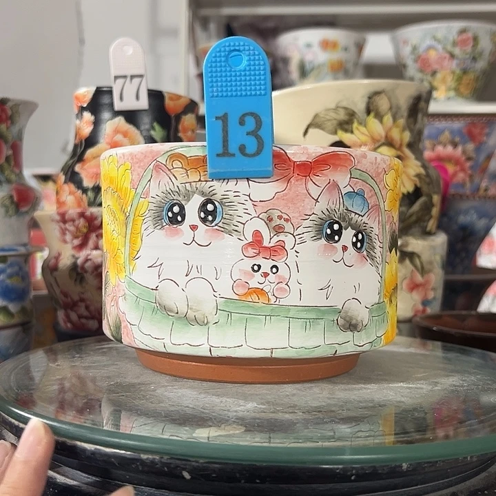景德镇幸运花盆手绘韩式花盆