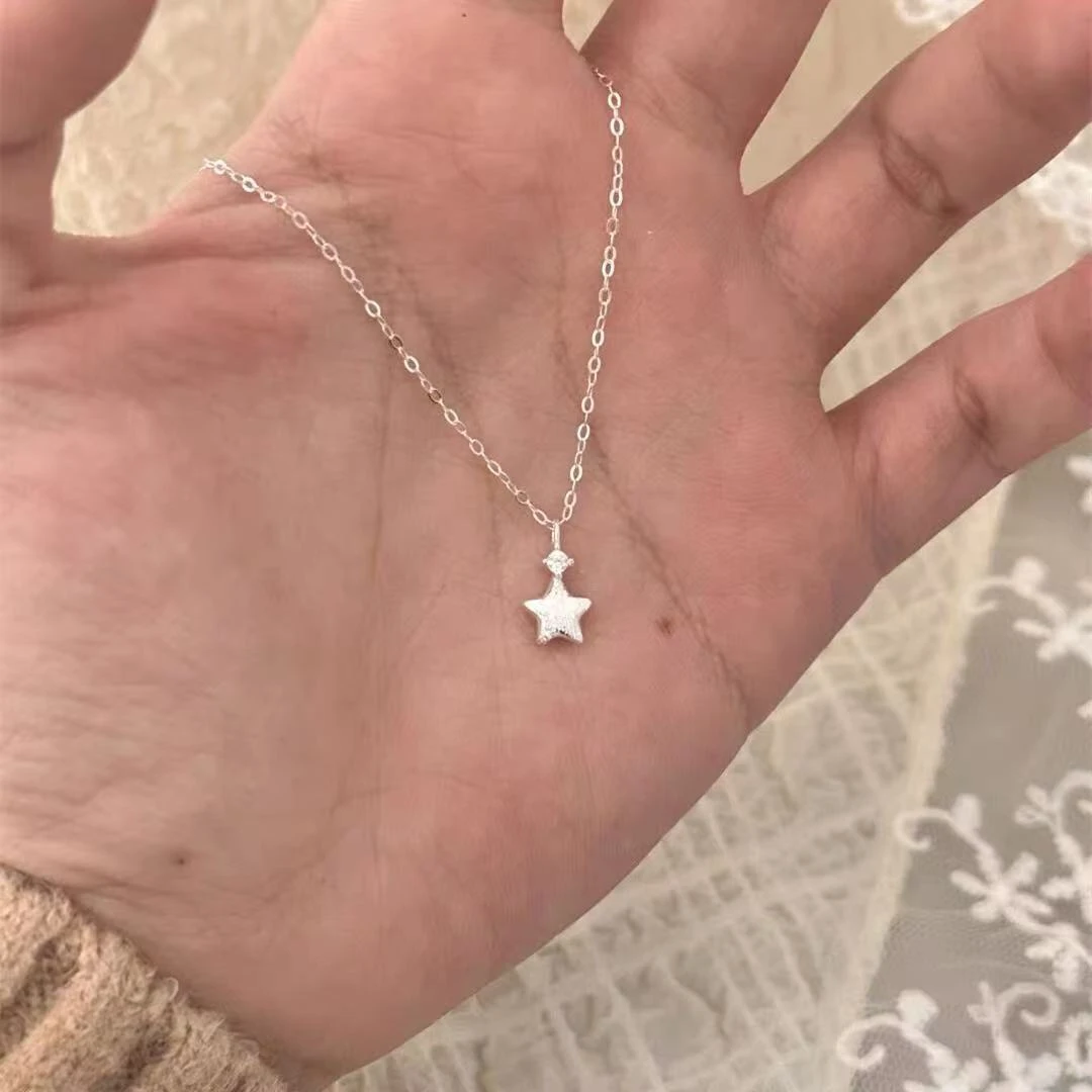 小巧迷你拉丝星星项链女2025新款百搭ins颈链五角星高级感锁骨链
