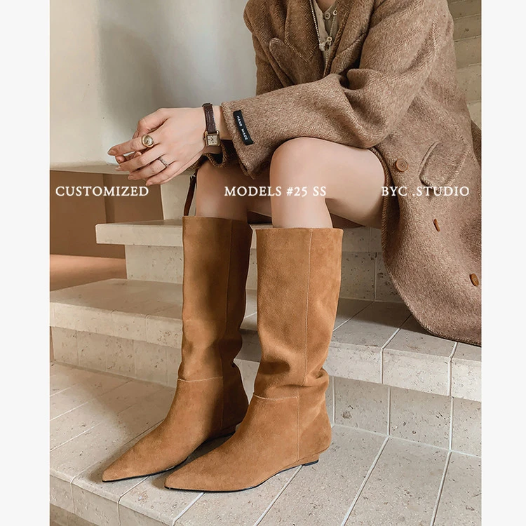显瘦长靴2025冬季新款真皮高筒女靴子不过膝骑士靴中跟长筒瘦瘦靴