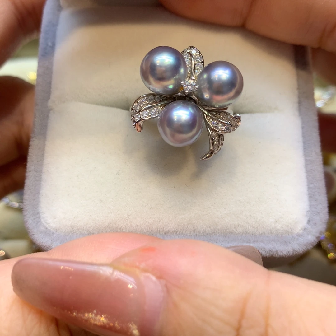 银S925镶嵌戒指海水珍珠