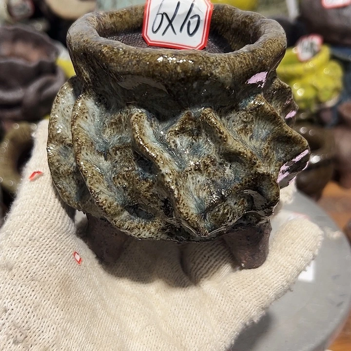 粗陶茶具套装石桥手工花盆