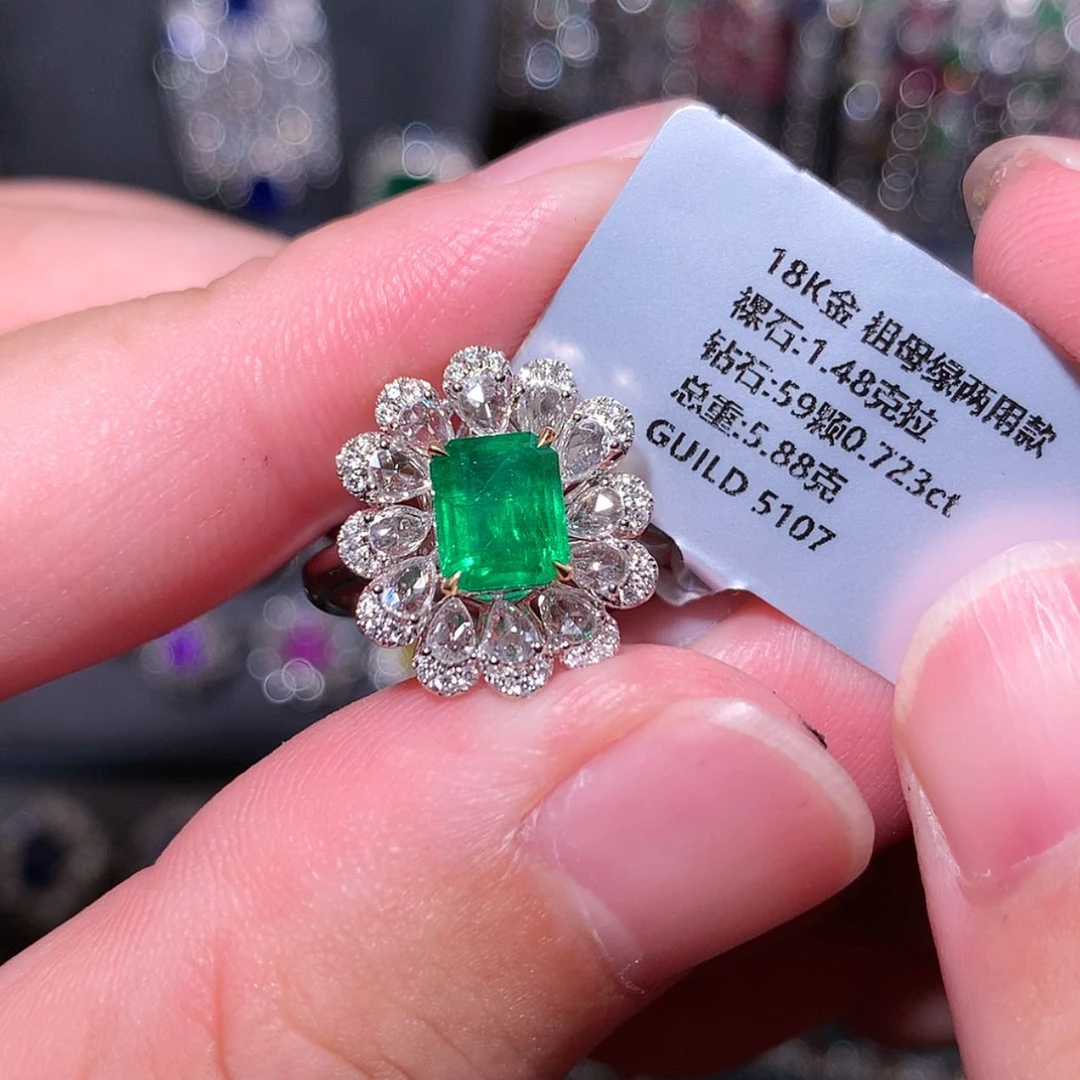 【闪购商品】祖母绿戒指18K金镶嵌