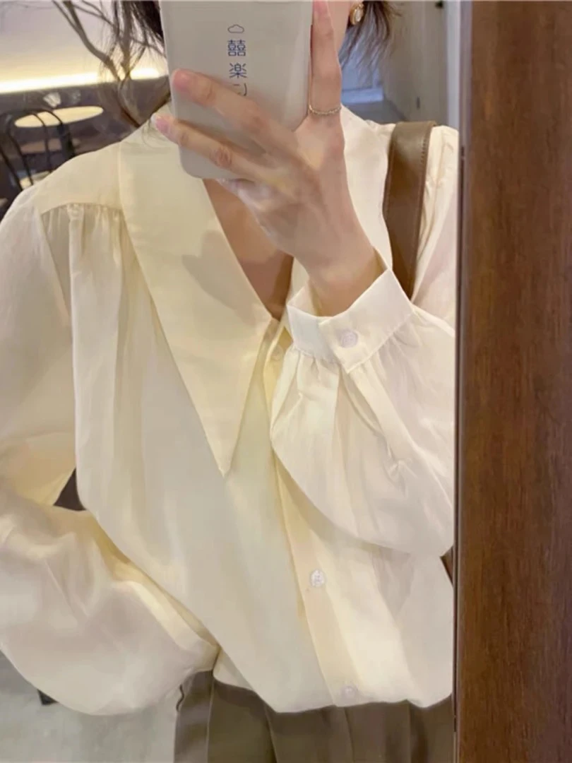 72  温柔风暖杏色早春时尚百搭衬衫（H12）