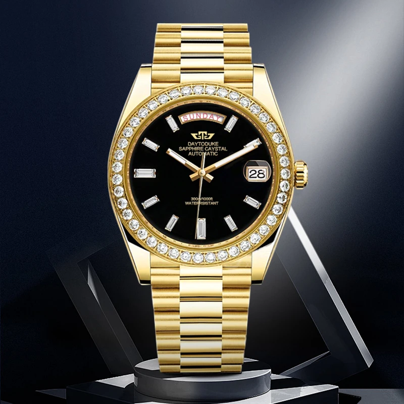 【专柜正品】TD682黑冰糖 轻奢高档时尚夜光全自动机械腕表