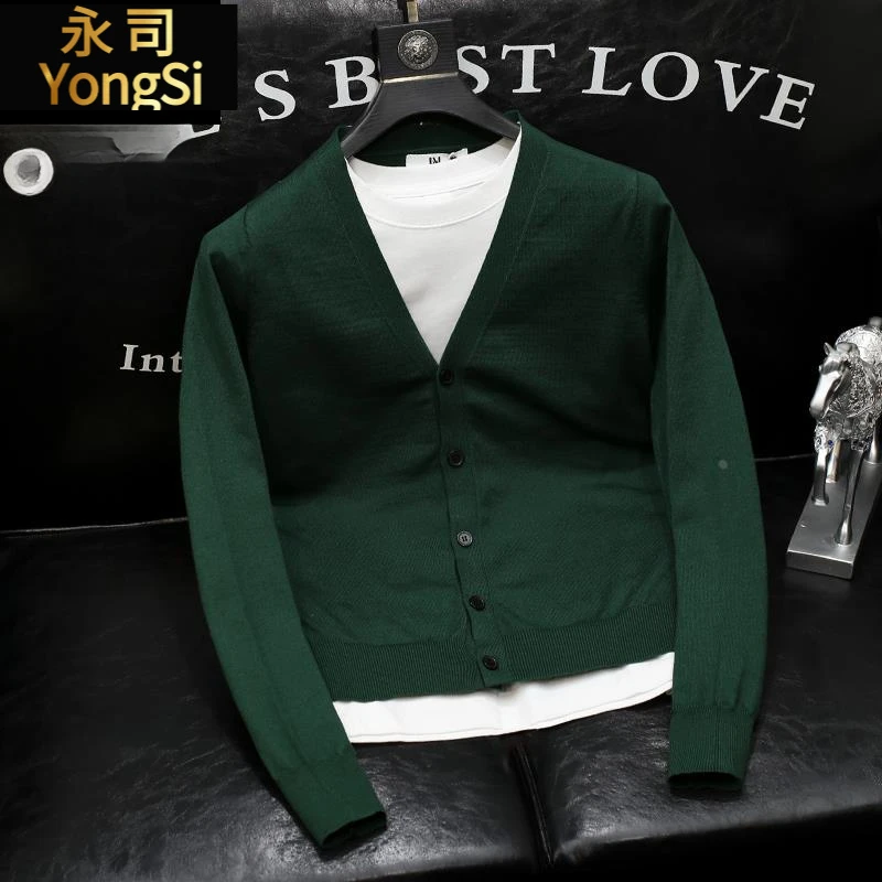 多色开衫毛衣男士青年修身韩版高级感复古外套薄款春秋新款上衣潮