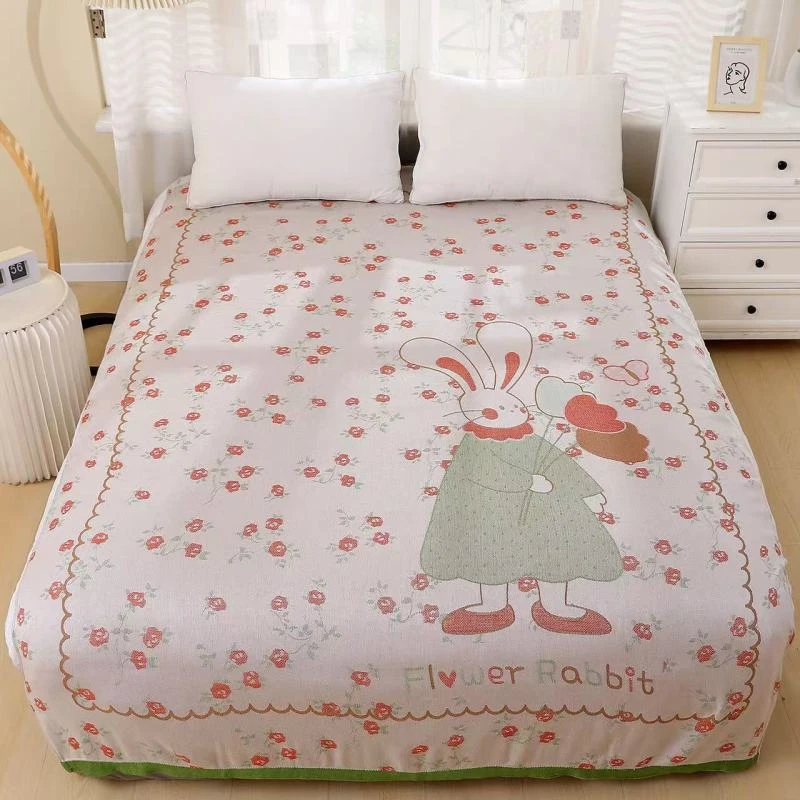 专享【京会社】纱布冷感毯150*200-玫瑰小兔