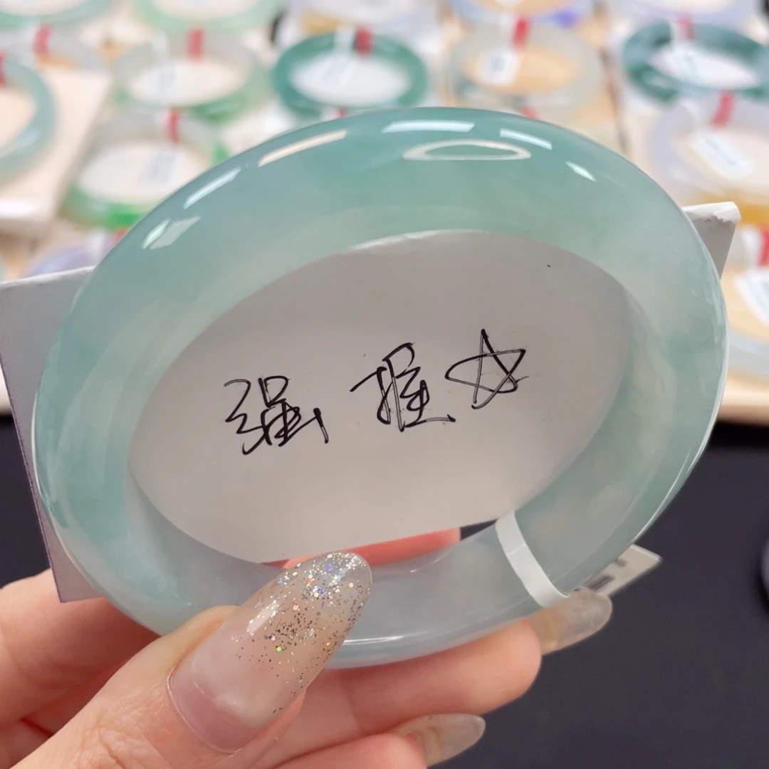 未镶嵌手镯翡翠59.3大圈特价清货 明亮天空蓝8号