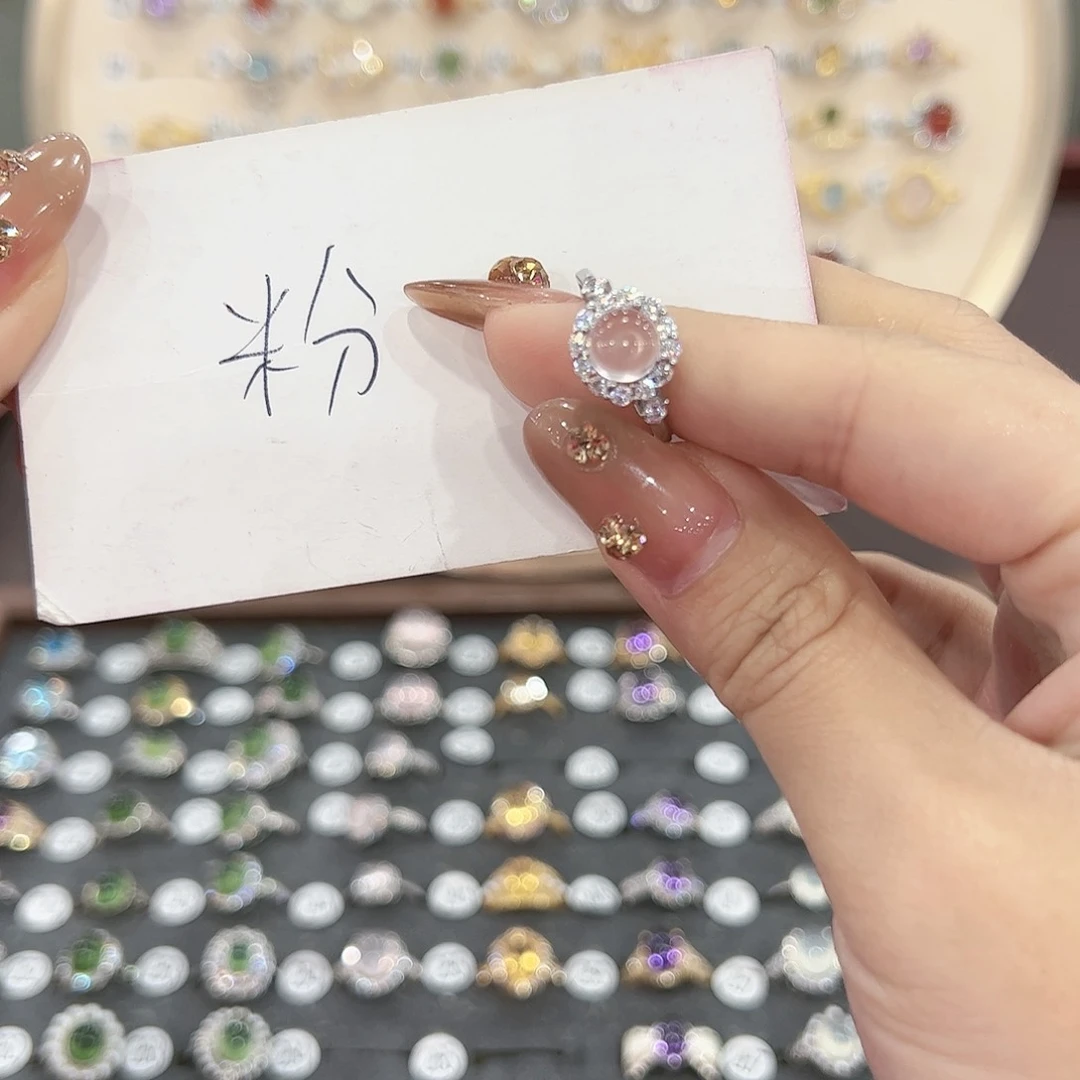 蛇纹石玉戒指银S925镶嵌嘉*