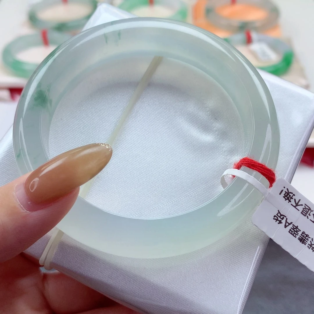 未镶嵌手镯翡翠9917龙井茶图 干净细腻 必拍 高端