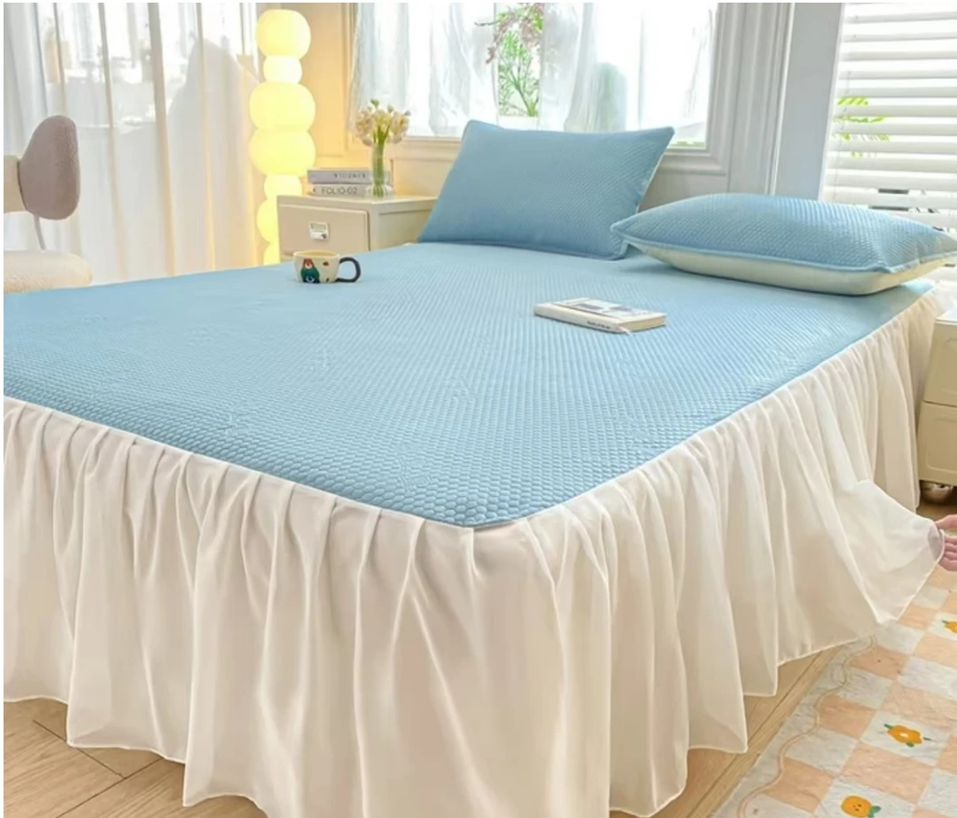 厂  冰丝按摩3D豆豆凉席床裙款三件套