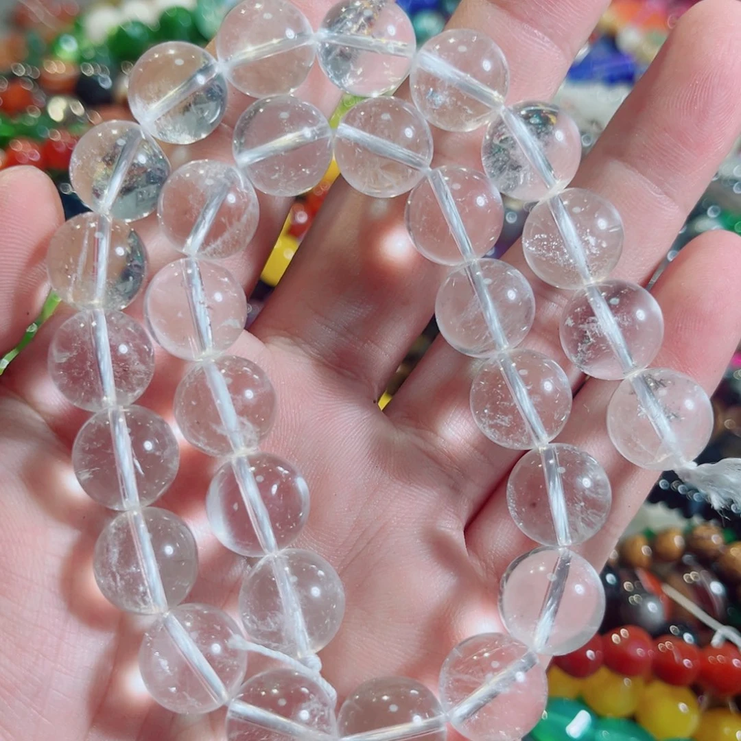 合金玛瑙/玉髓珠宝半成品白水晶一条13mm