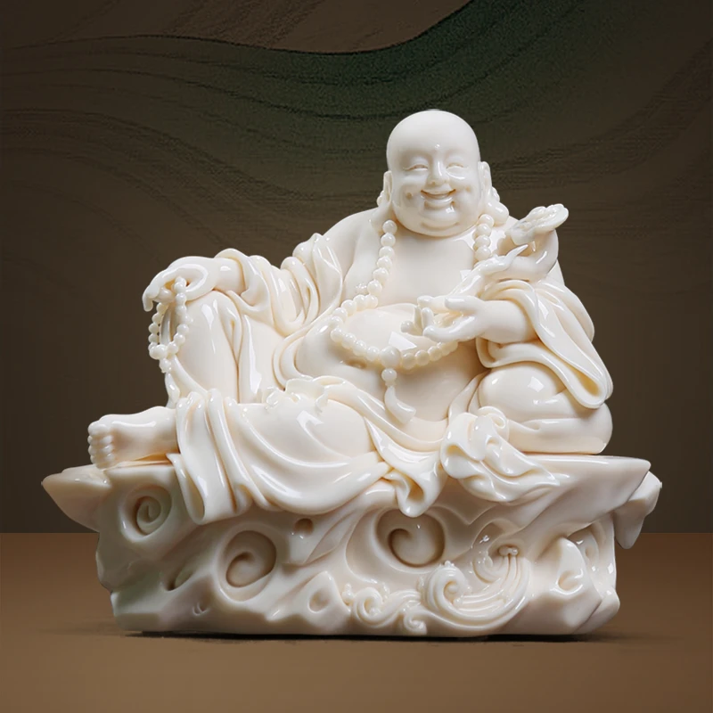 陶瓷大肚弥勒佛像如意布袋笑佛客厅办公室禅意家居招财工艺品摆件